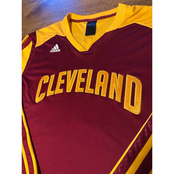 Adidas Cleveland Cavaliers NBA Warm Up Shooting Shirt 2XL Wine Gold Long Sleeve - Picture 4 of 10